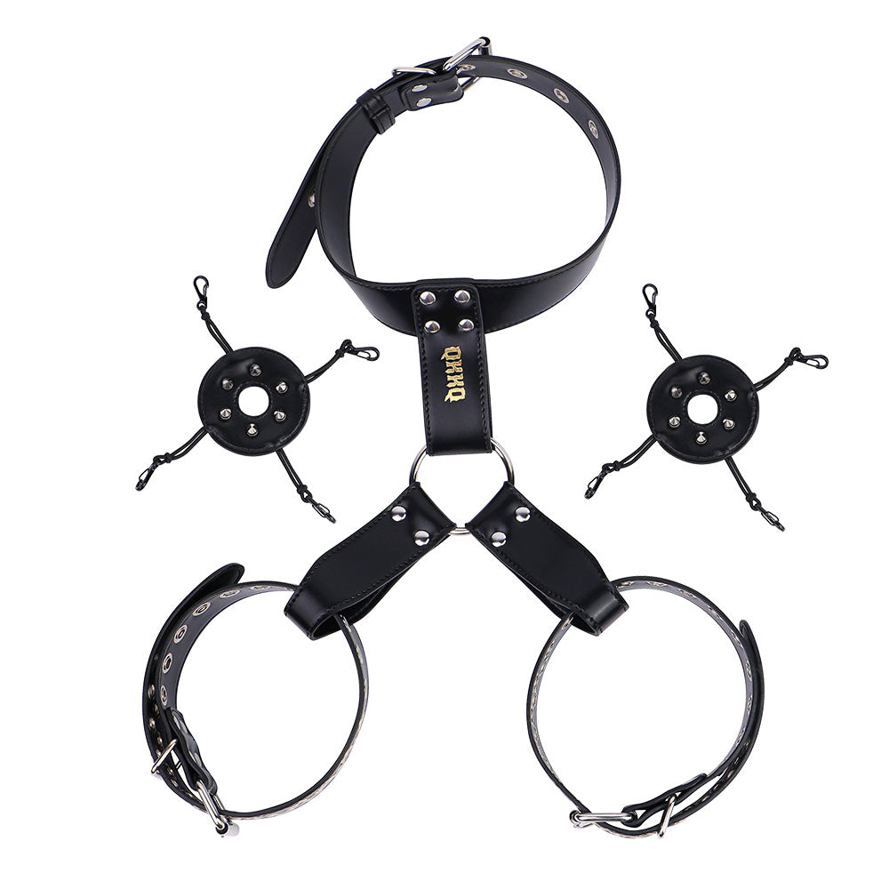 Black collar and open breast bands with covers removed