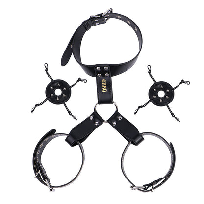 Black collar and open breast bands with covers removed