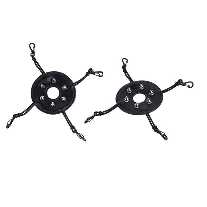 Pair of black riveted covers with four elastic fastening cords