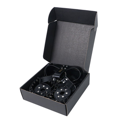 Black harness packed in its black storage box
