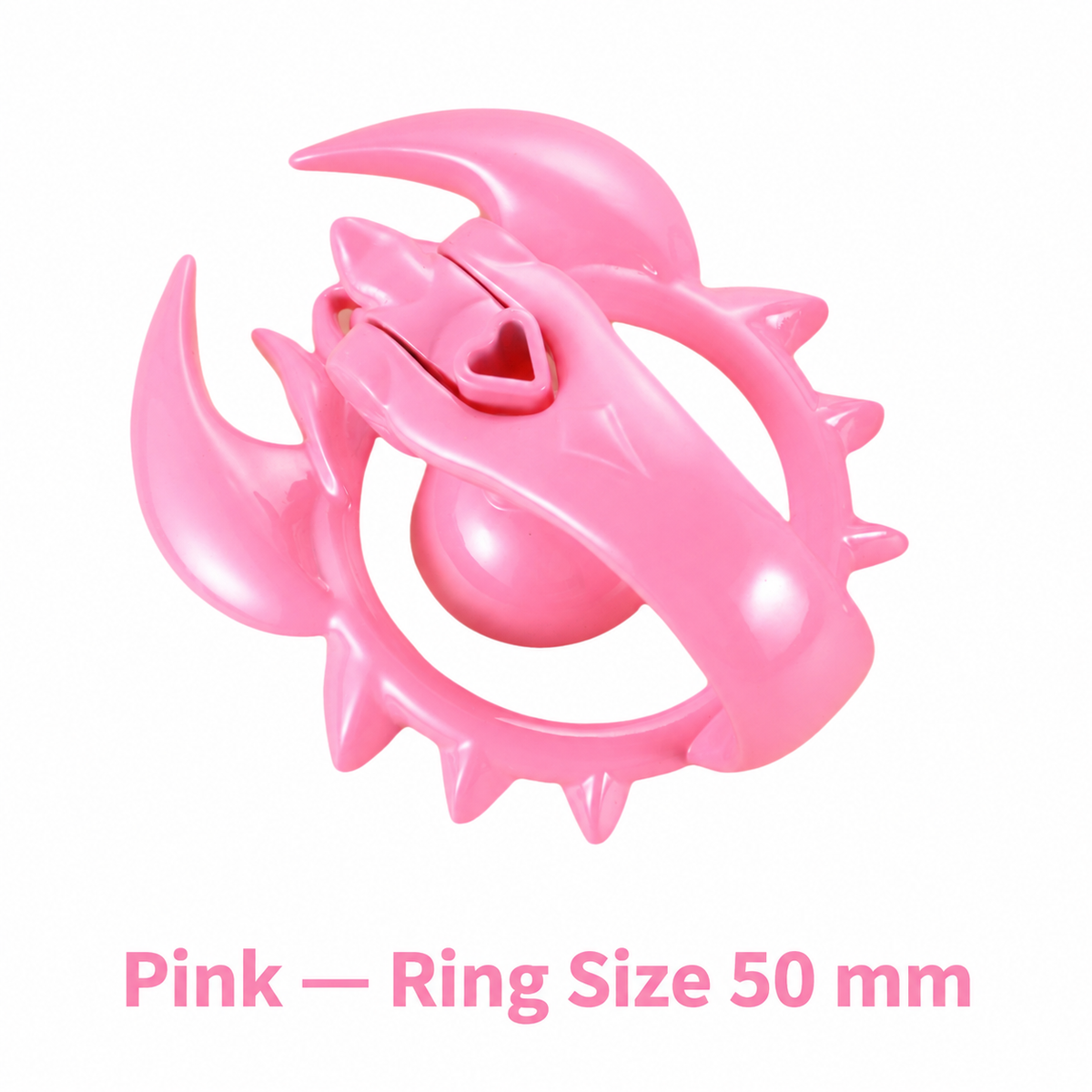 Pink scorpion chastity cage with 50 mm ring