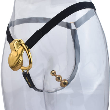 Shell Design Golden Chastity Cage - 7