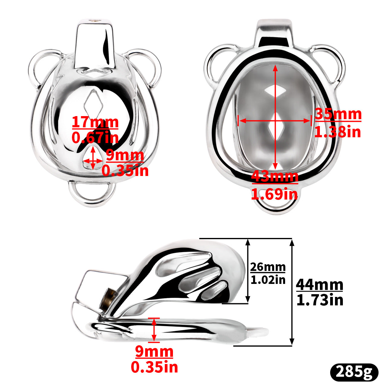 Short Smooth Stainless Steel Mamba Cage with Belt