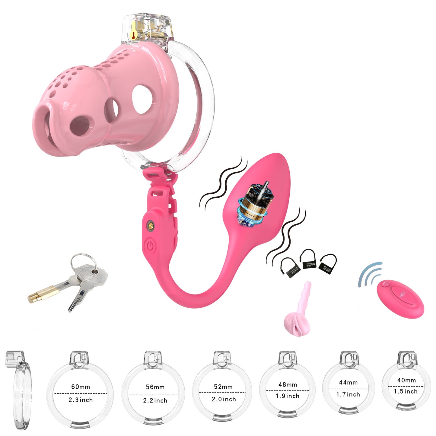 Silicone Chastity Cage With Remote Control Anal Plug