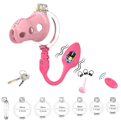 Silicone Chastity Cage With Remote Control Anal Plug