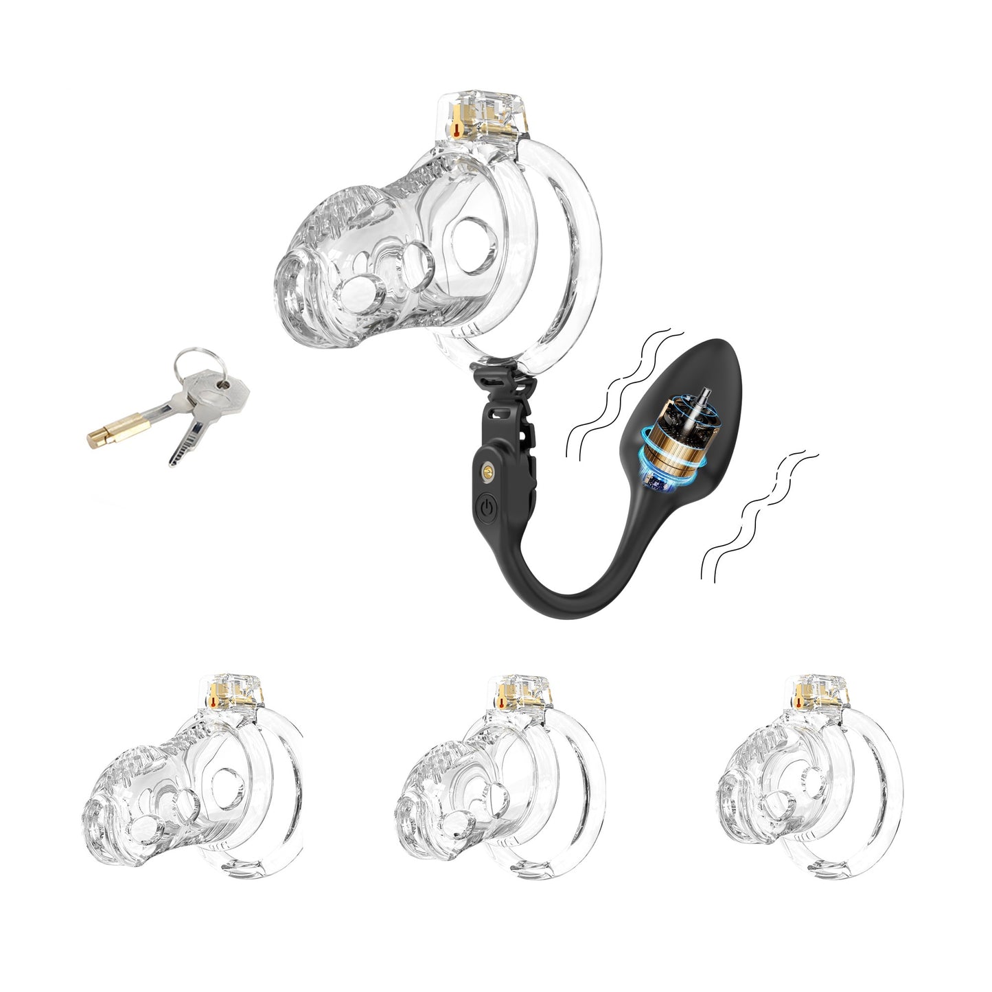 Silicone Chastity Cage With Remote Control Anal Plug