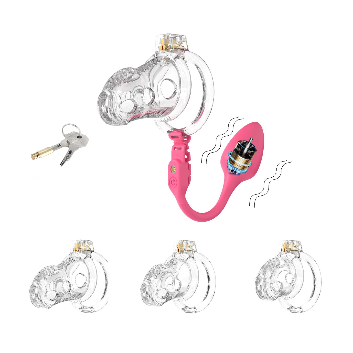 Silicone Chastity Cage With Remote Control Anal Plug