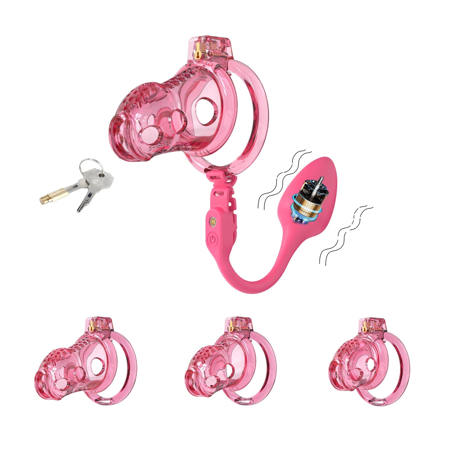 Silicone Chastity Cage With Remote Control Anal Plug