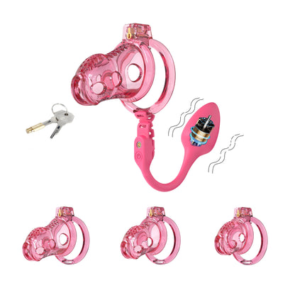 Silicone Chastity Cage With Remote Control Anal Plug