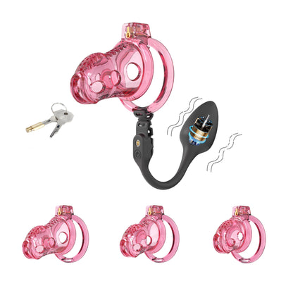Silicone Chastity Cage With Remote Control Anal Plug
