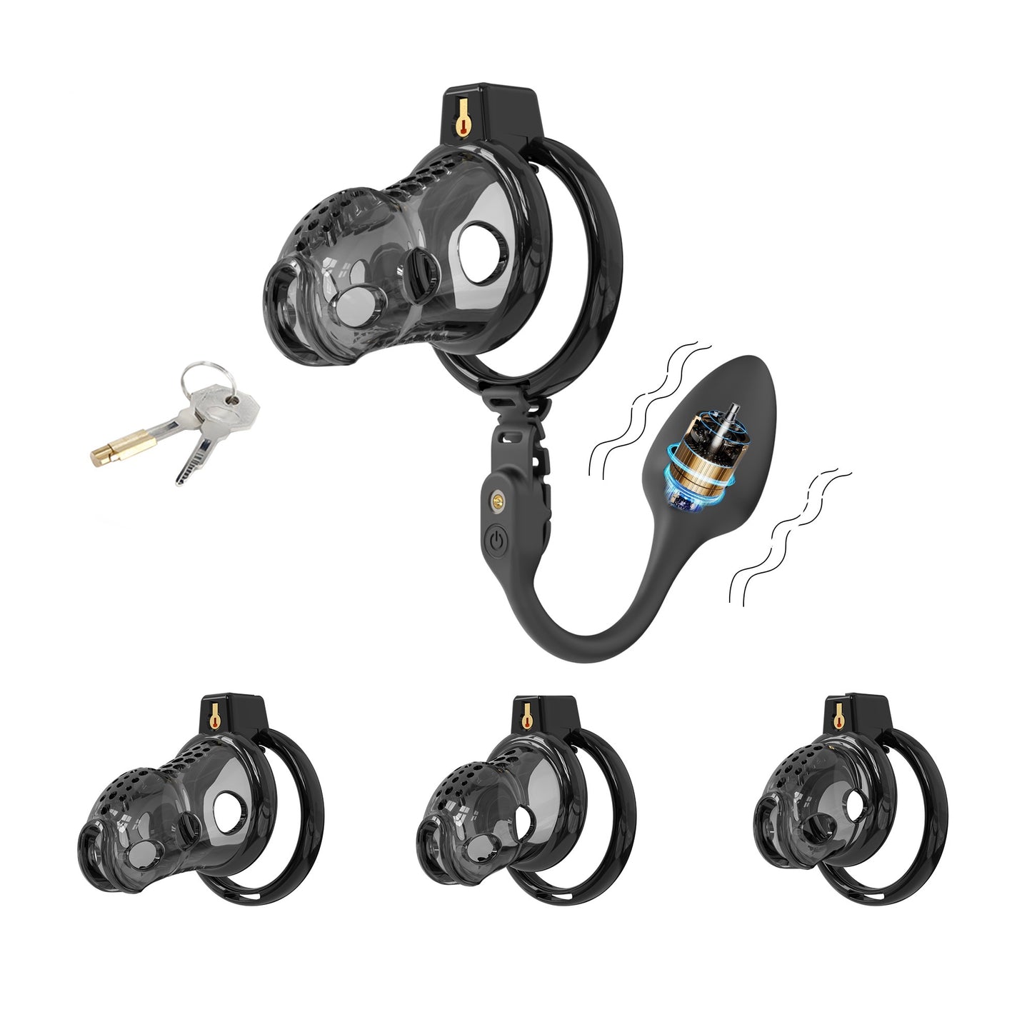 Silicone Chastity Cage With Remote Control Anal Plug