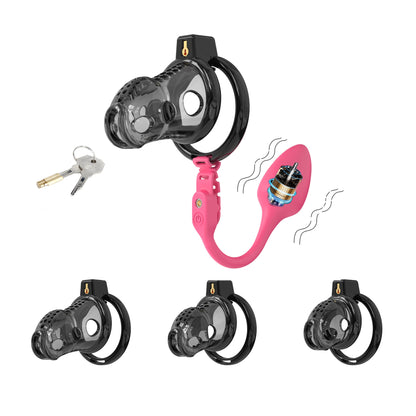 Silicone Chastity Cage With Remote Control Anal Plug