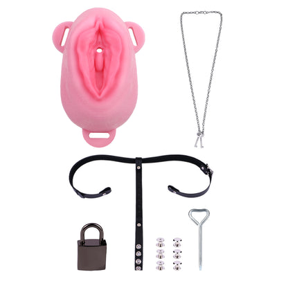 Sissy Silicone Chastity Cage with Belt 22