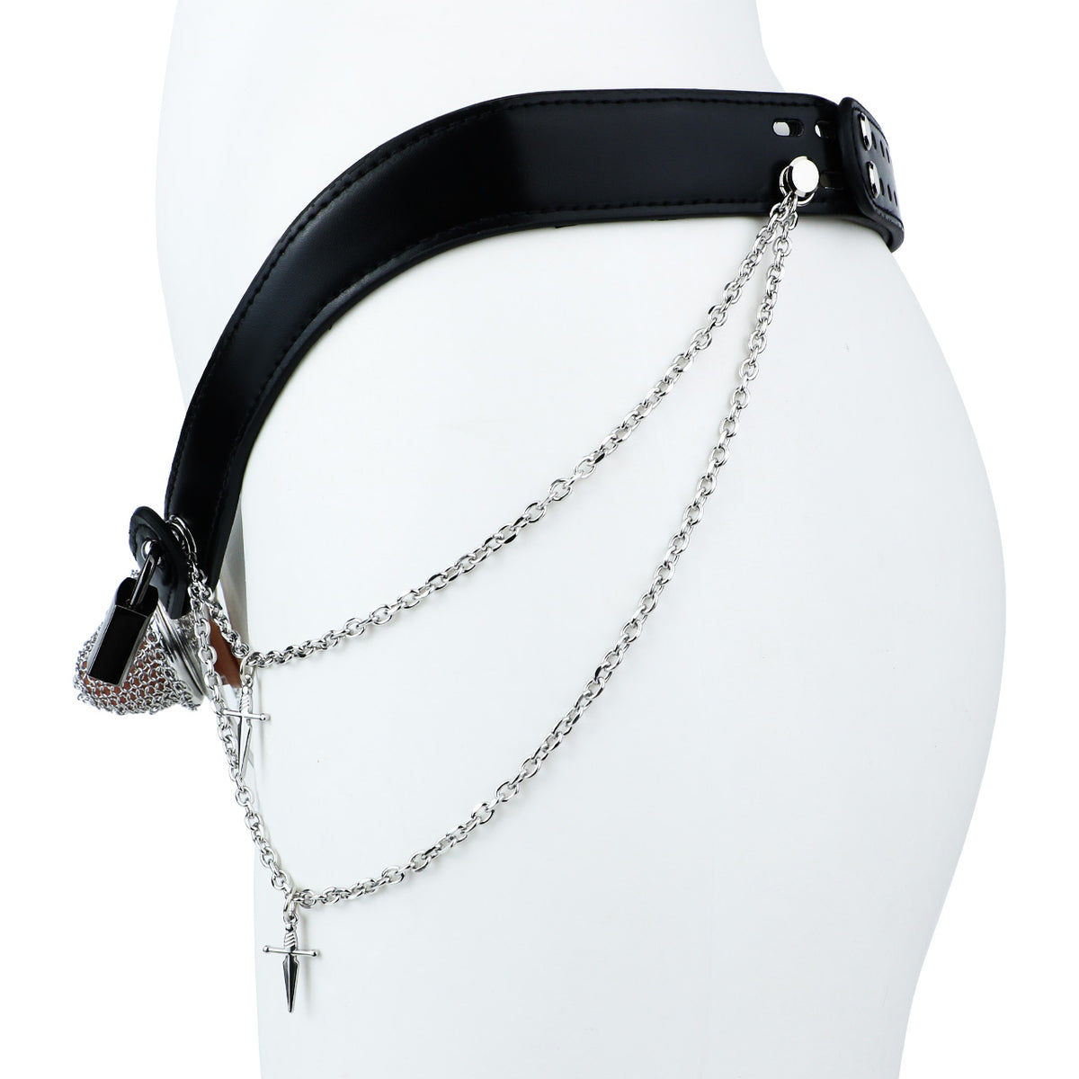 Silver Scale Armor Chain Chastity Pants waist belt and side chains