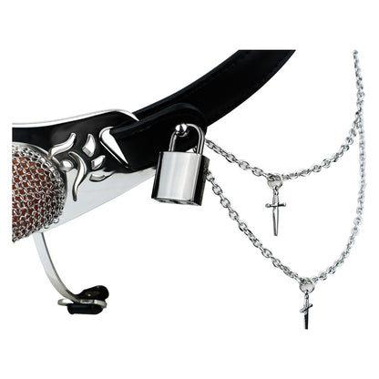 Silver Scale Armor Chain Chastity Pants side lock and chain detail