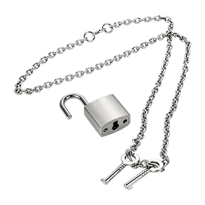 Silver Scale Armor Chain Chastity Pants padlock and chain close-up