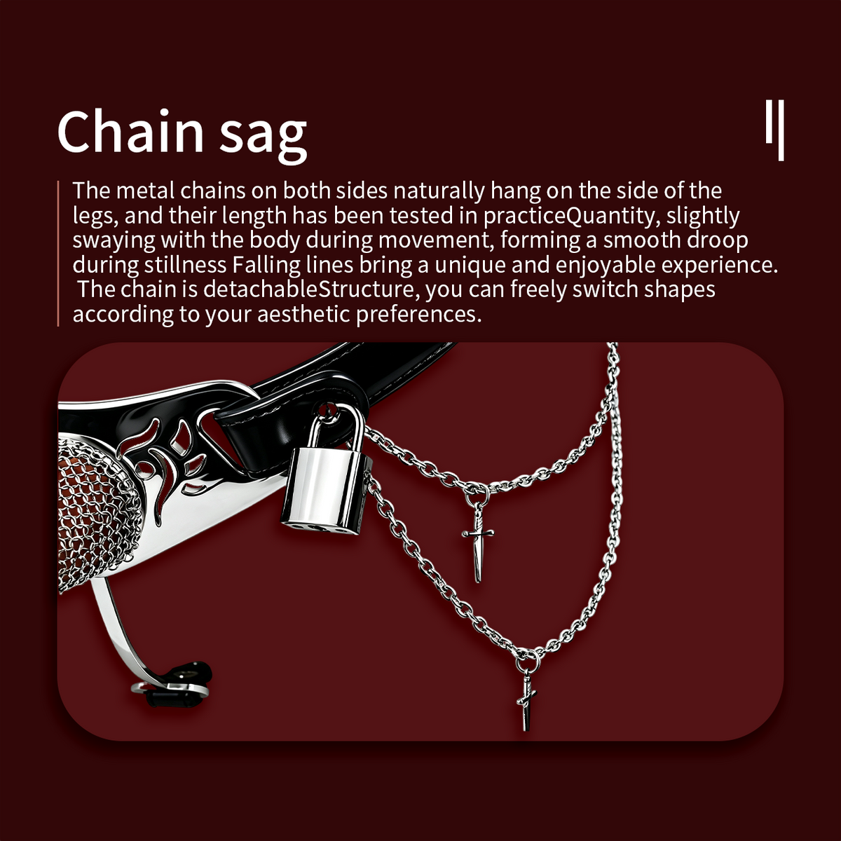 Silver Scale Armor Chain Chastity Pants side chain design illustration