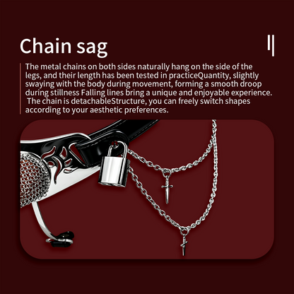 Silver Scale Armor Chain Chastity Pants side chain design illustration