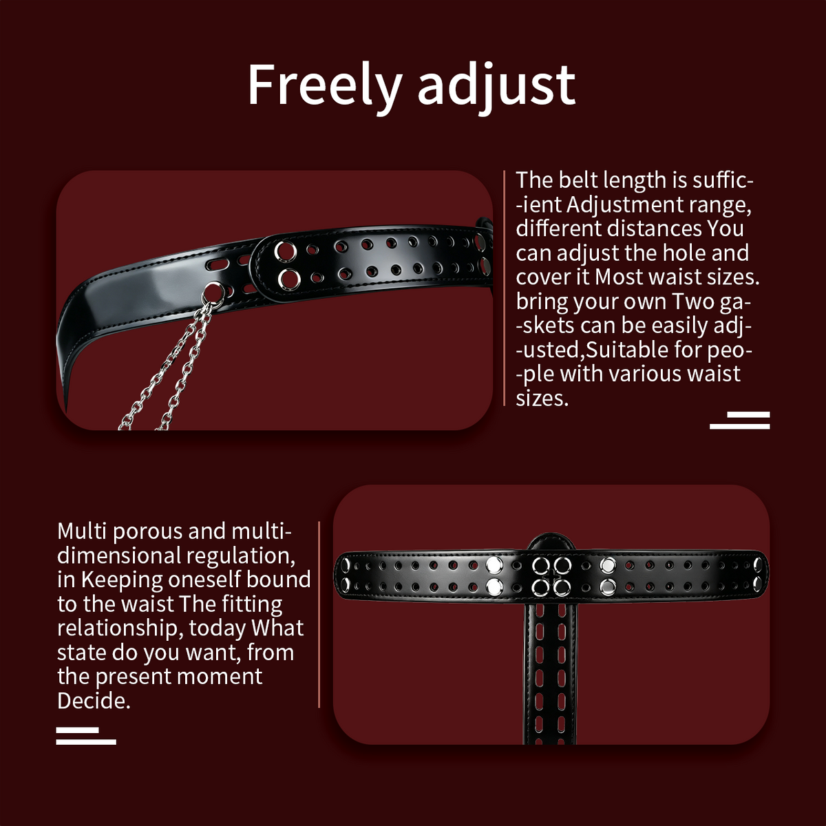 Silver Scale Armor Chain Chastity Pants waist belt adjustment illustration