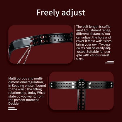 Silver Scale Armor Chain Chastity Pants waist belt adjustment illustration