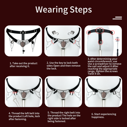 Silver Scale Armor Chain Chastity Pants illustrated fitting steps
