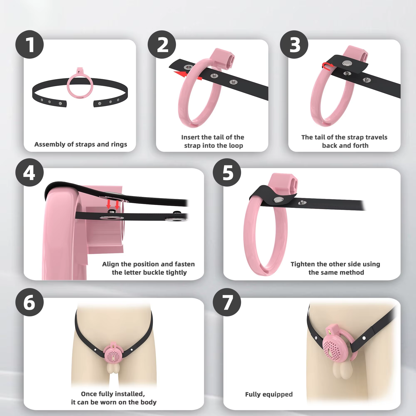 Flat Soft Chastity Cage with 6 Rings - 10