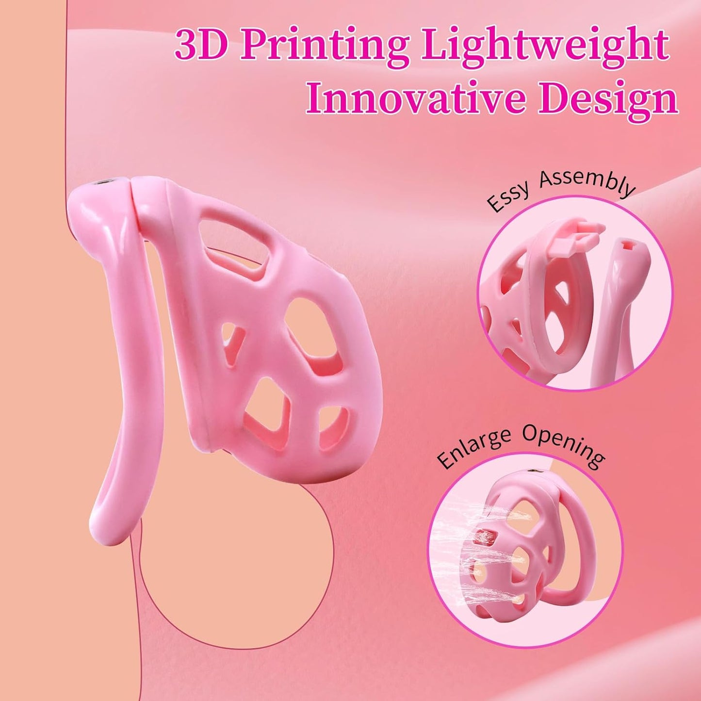 Soft Pink Chastity Cage with Invisible Lock