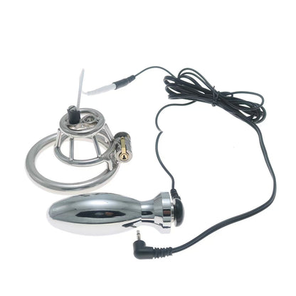 Stainless Steel Basket Electric Chastity Cage 7