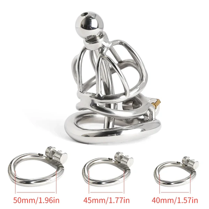 Stainless Steel Chastity Cage +Urethral Tube