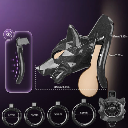 Starlight Black Wolf Chastity Cage