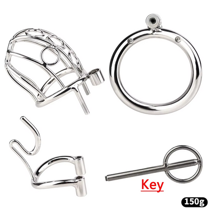 Steel Chastity Device with PA part including keys tube ring, pa