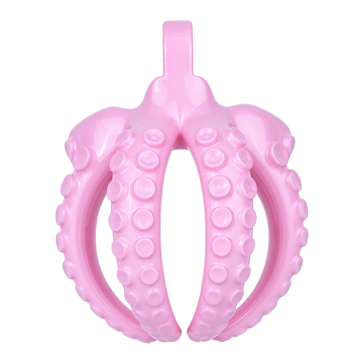 Pink tentacle binding resin chastity cage front view
