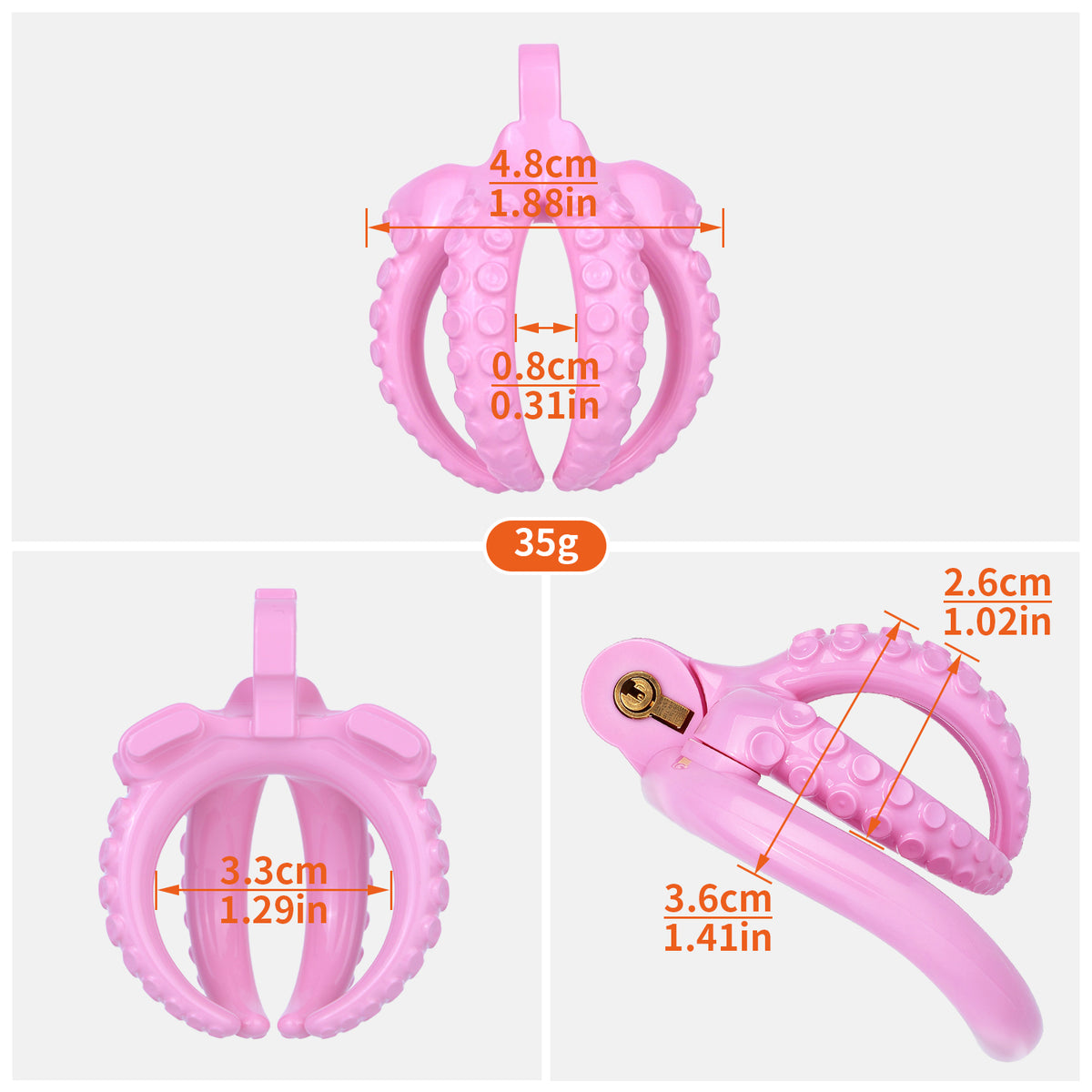 Pink tentacle chastity cage measurement chart