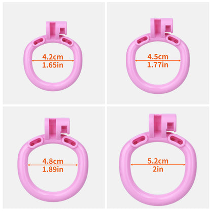 Four pink base ring inside diameters: 42, 45, 48 and 52 mm