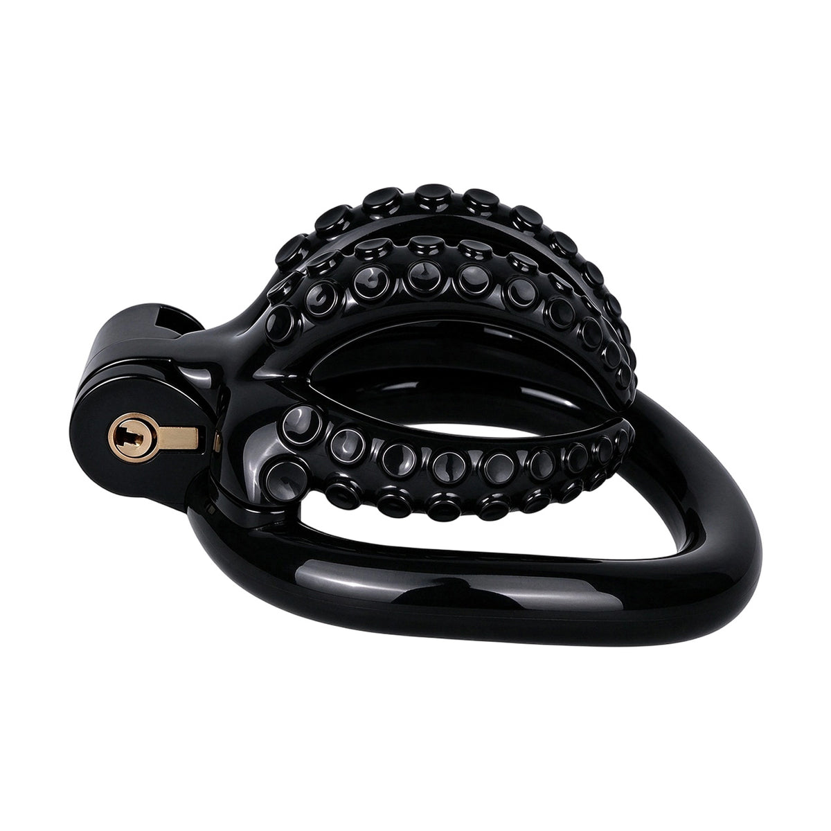 Black tentacle chastity cage side view