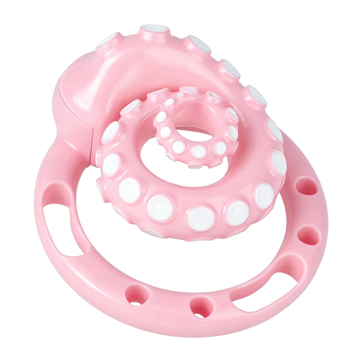 Pink curled tentacle cage three-quarter view