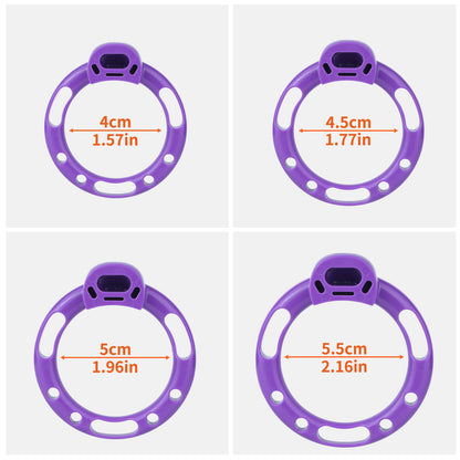 Purple base rings with 4, 4.5, 5 and 5.5 cm internal diameters