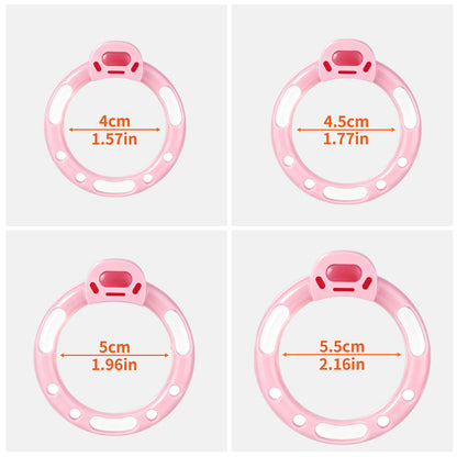 Pink base rings with 4, 4.5, 5 and 5.5 cm internal diameters