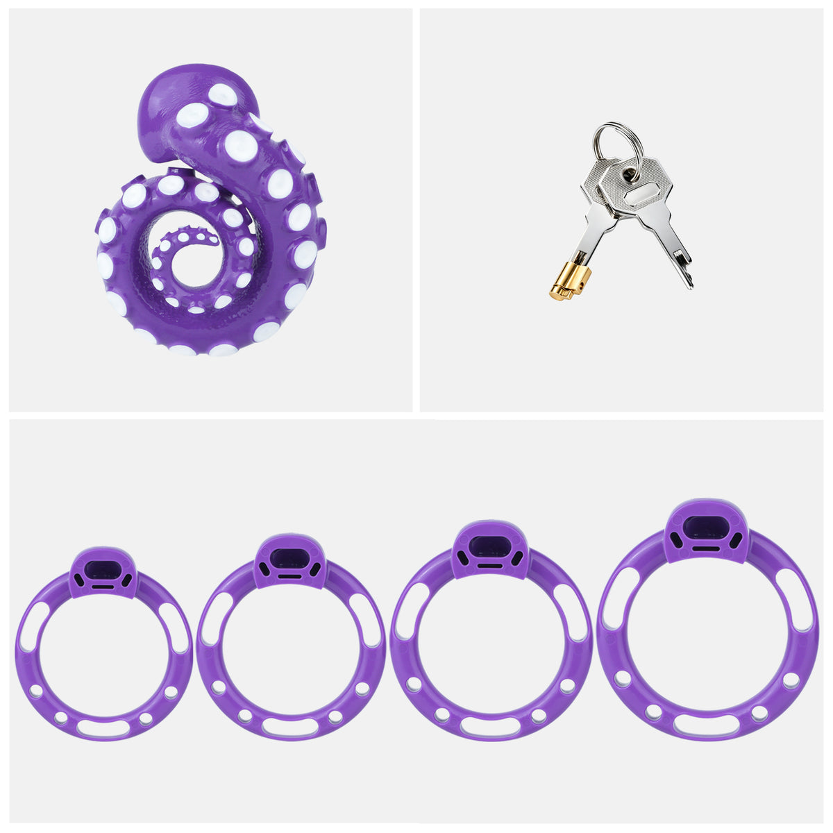 Purple standard set with four base rings and cylinder lock with two keys