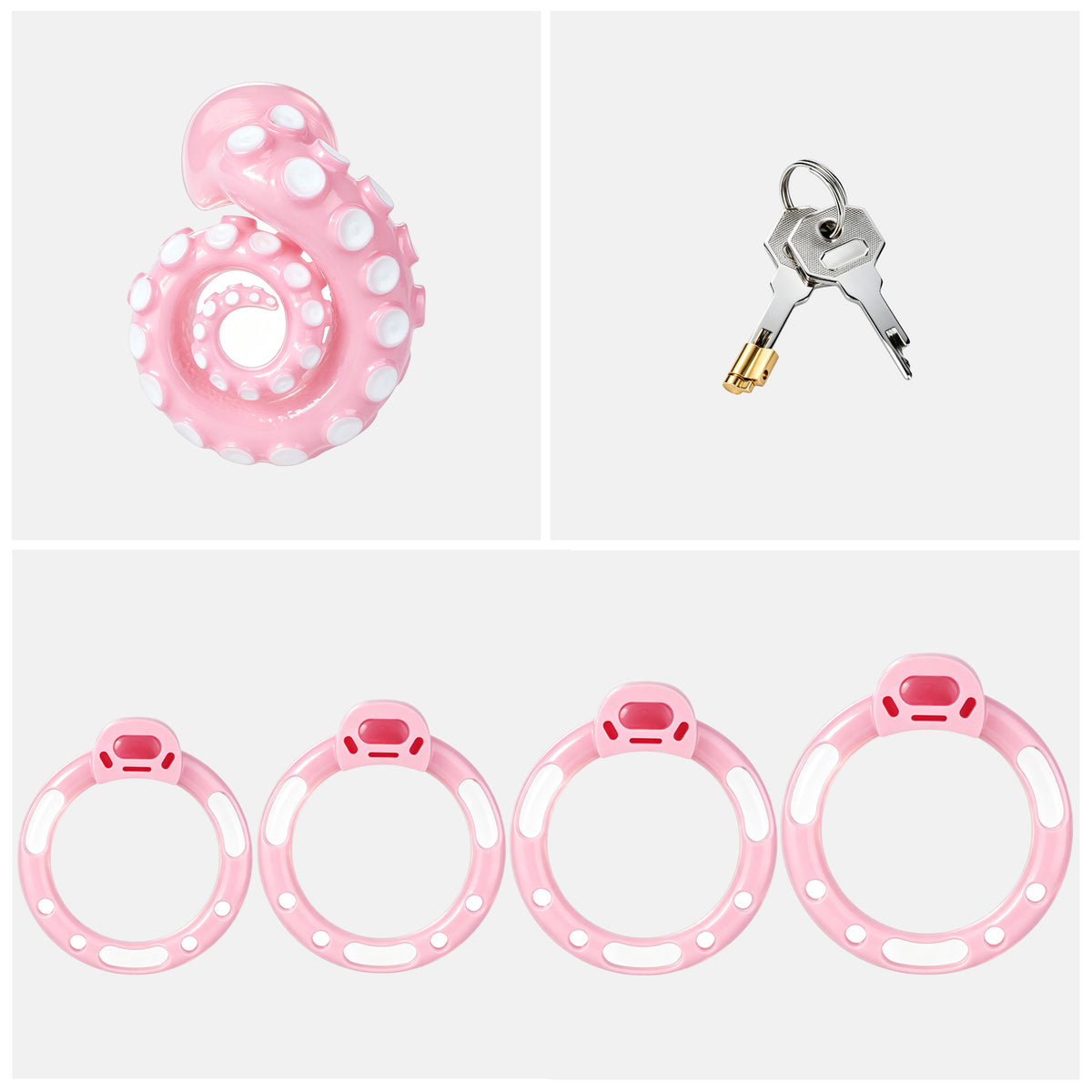 Pink standard set with four base rings and cylinder lock with two keys