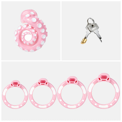 Pink standard set with four base rings and cylinder lock with two keys