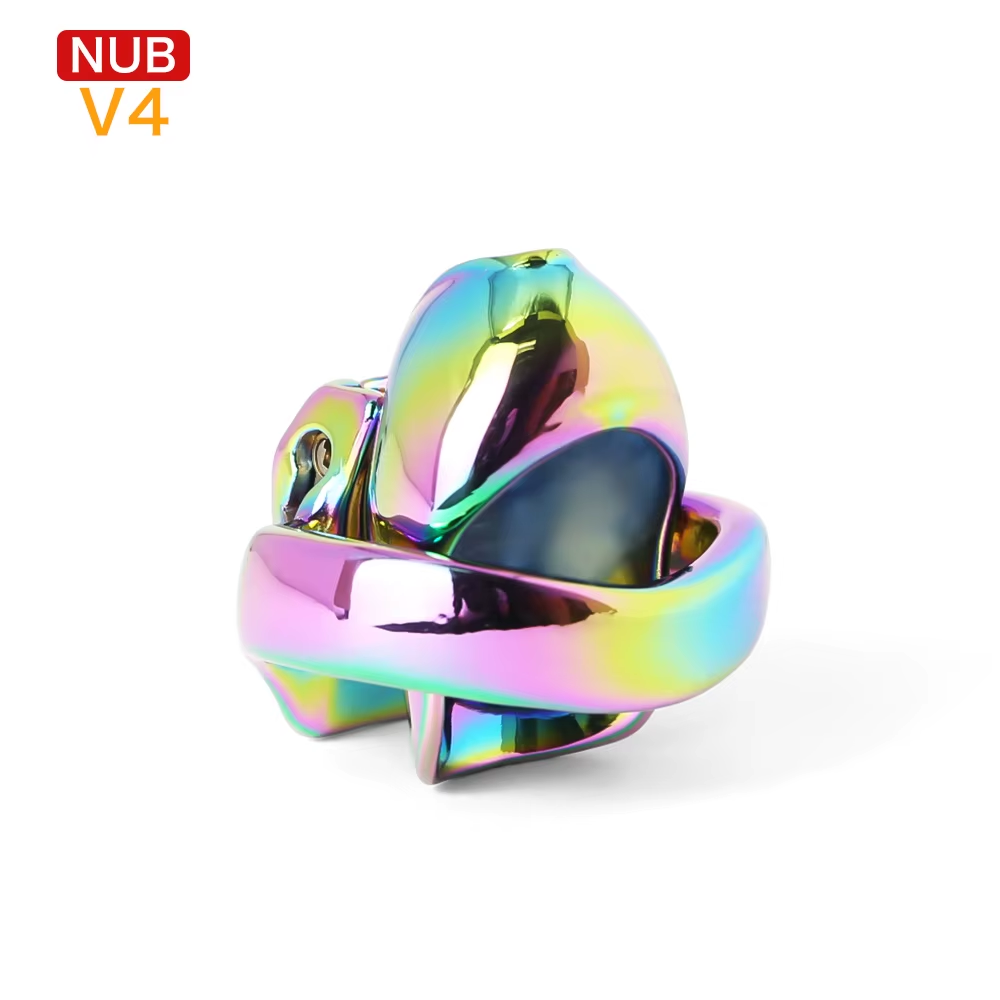 V4 Rainbow Steel Chastity Cage - nub