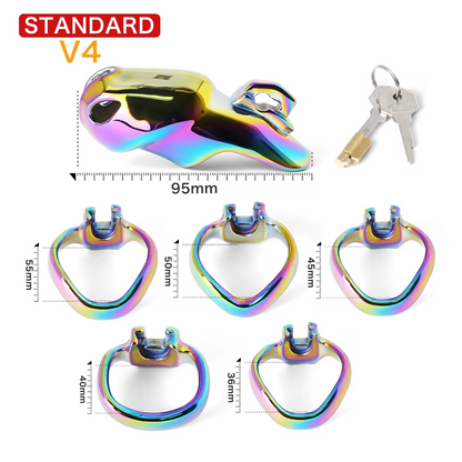 V4 Rainbow Steel Chastity Cage - standard size