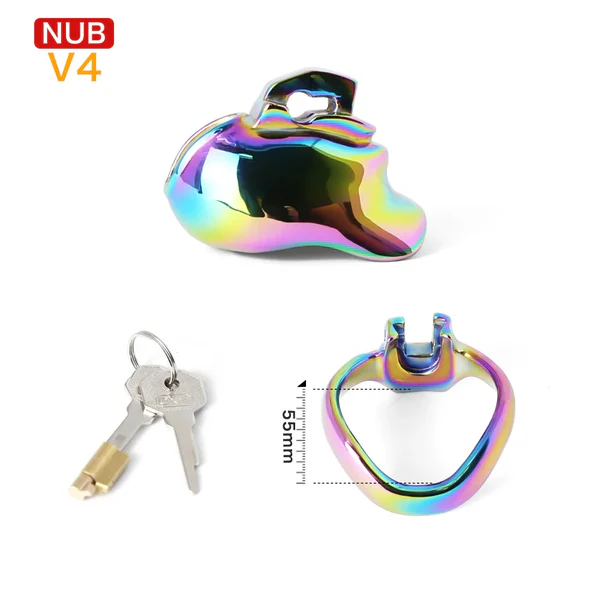 V4 Rainbow Steel Chastity Cage - 55mm