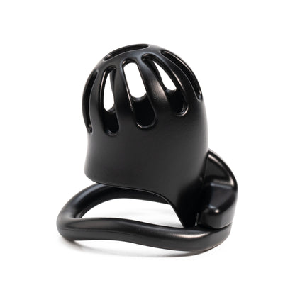 Black ventilated beginner chastity cage front view