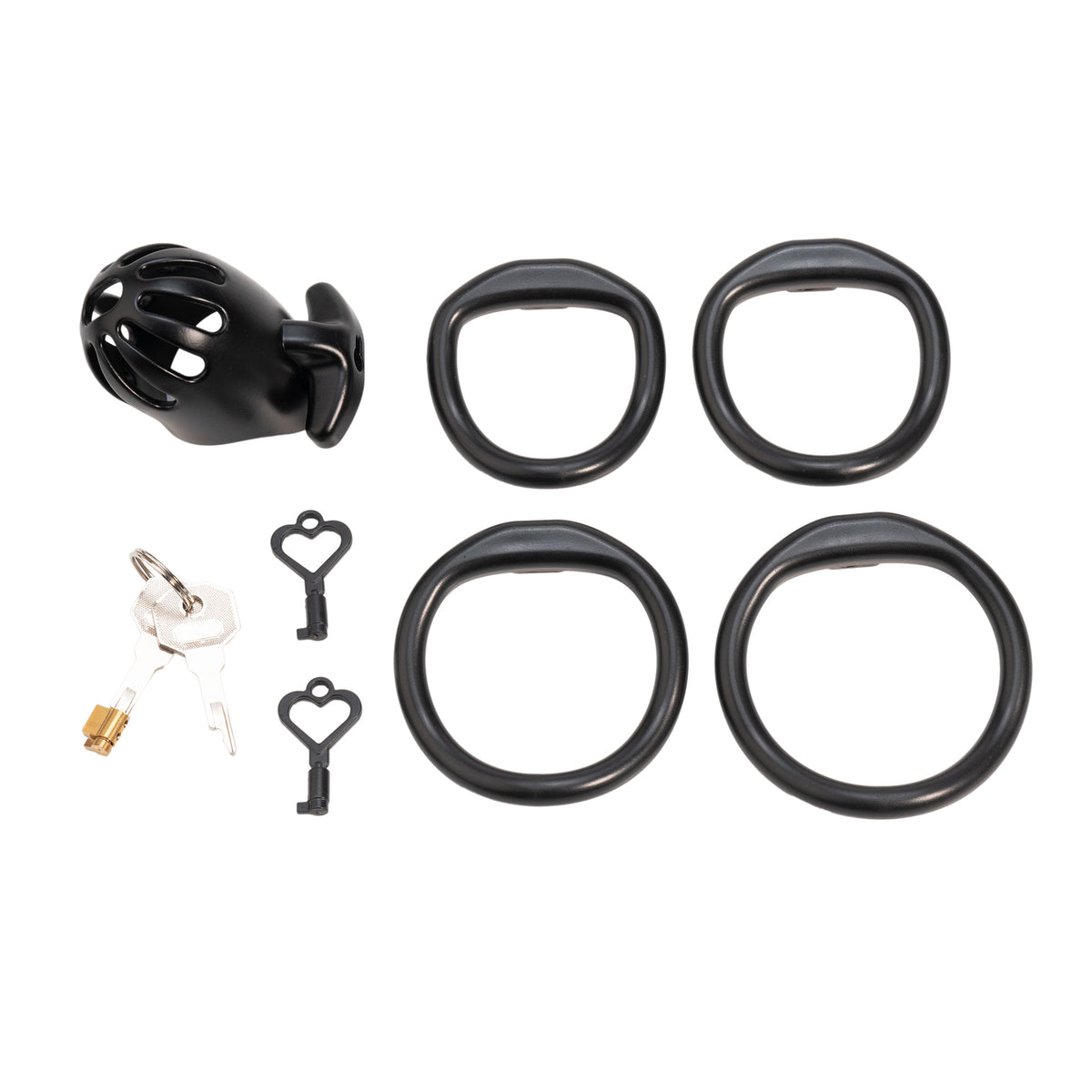 Black large ventilated cage with four base rings