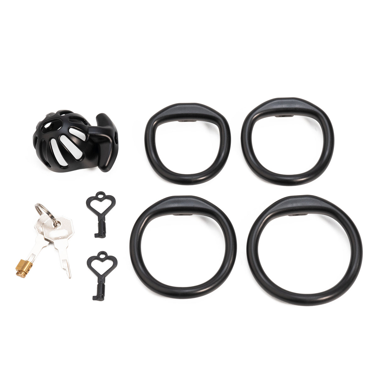 Black small ventilated cage with four base rings