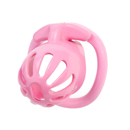 Pink ventilated beginner resin chastity cage front view