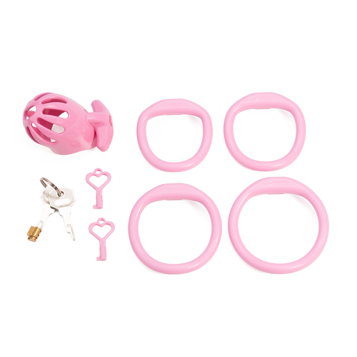 Pink large ventilated cage with four base rings