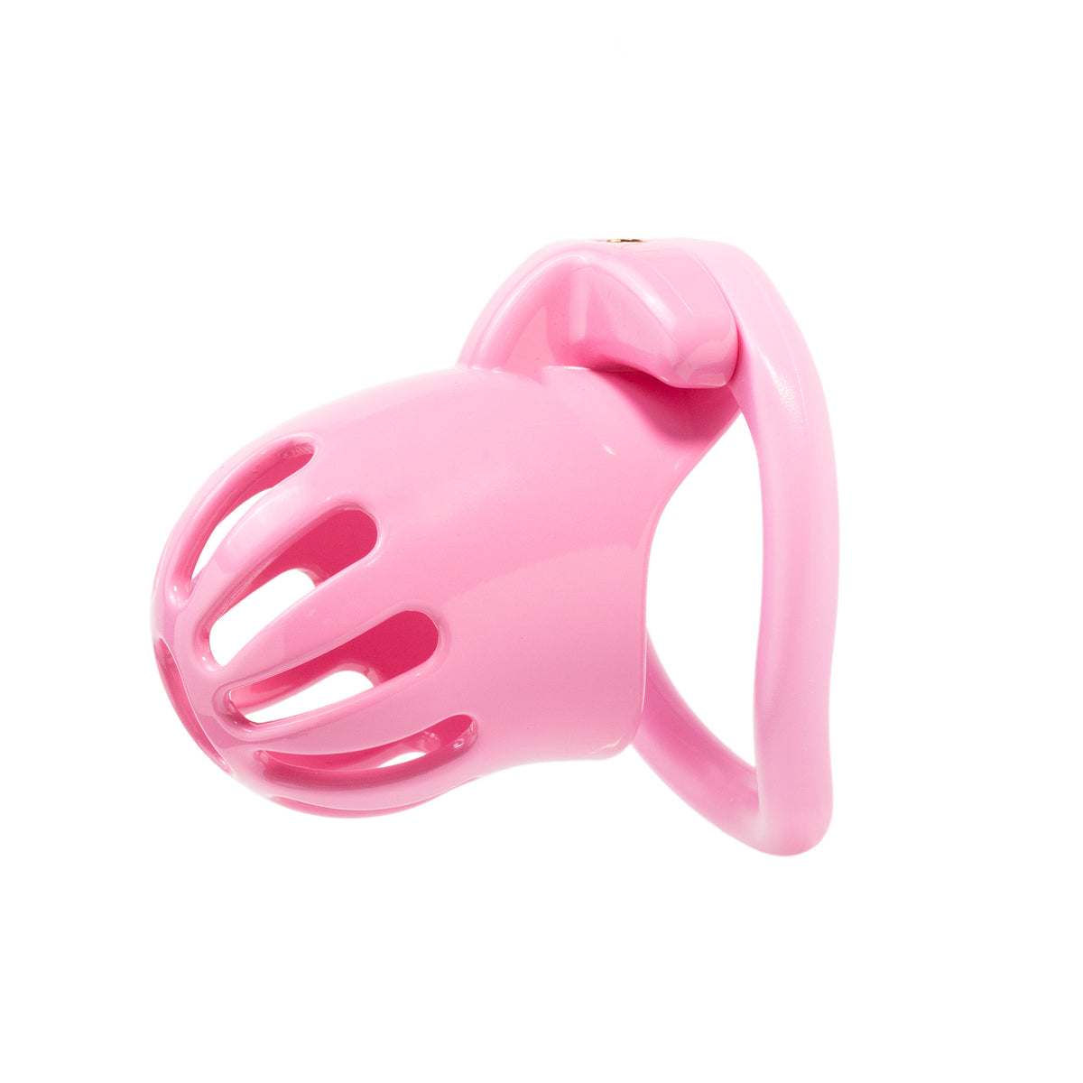 Pink ventilated cage side view